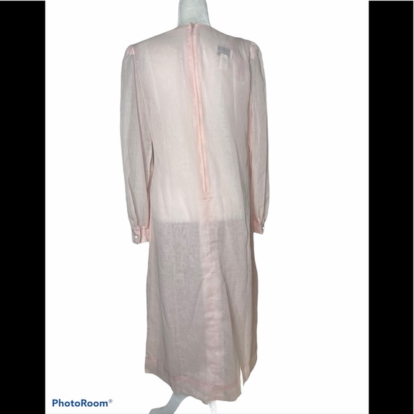 Vtg.. 70’s Henry Lee Sheer Pink Shift Dress sz. 12 - Picture 7 of 7
